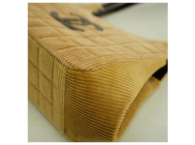 Borsa a tracolla Chanel in velluto a coste marrone - vista 6