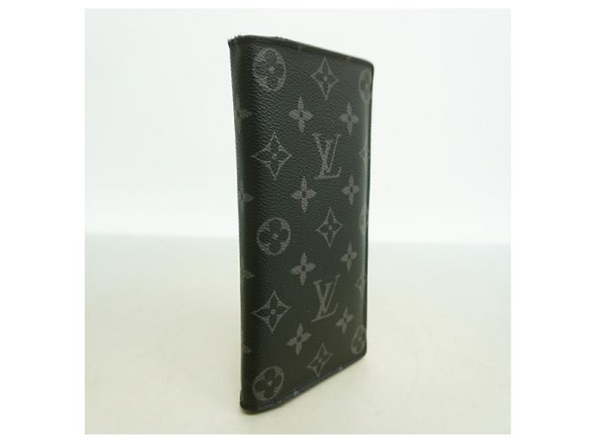 Louis Vuitton Monogram Eclipse Portefeuille Brazza Long Wallet Nero - vista 2