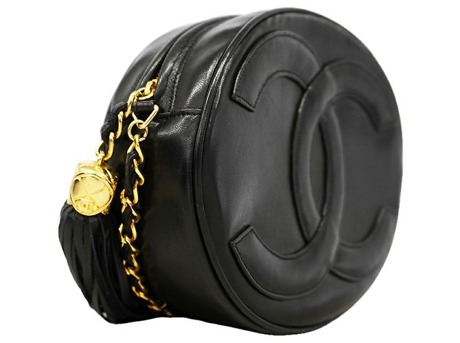 Sac à épaule Chanel en agneau noir - vue 2