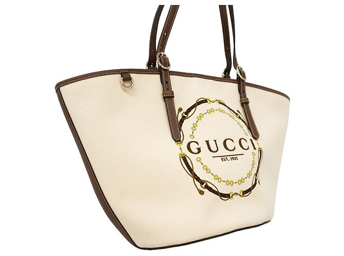 Sac cabas Gucci en toile ivoire Écru - vue 2