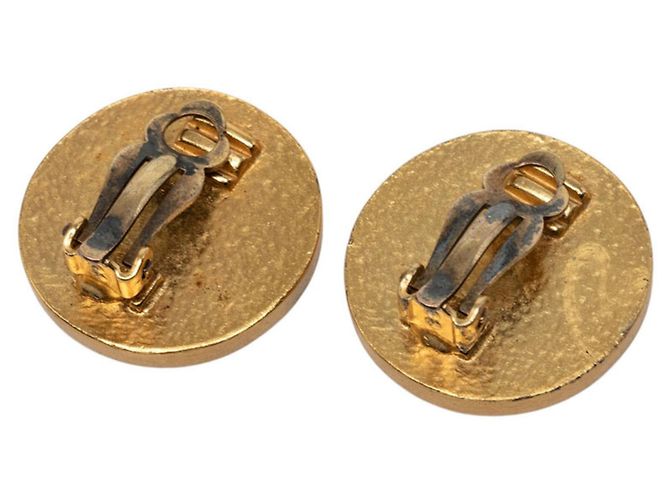 Pendientes de clip redondos Chanel Coco Mark Roja Dorado - vista 2