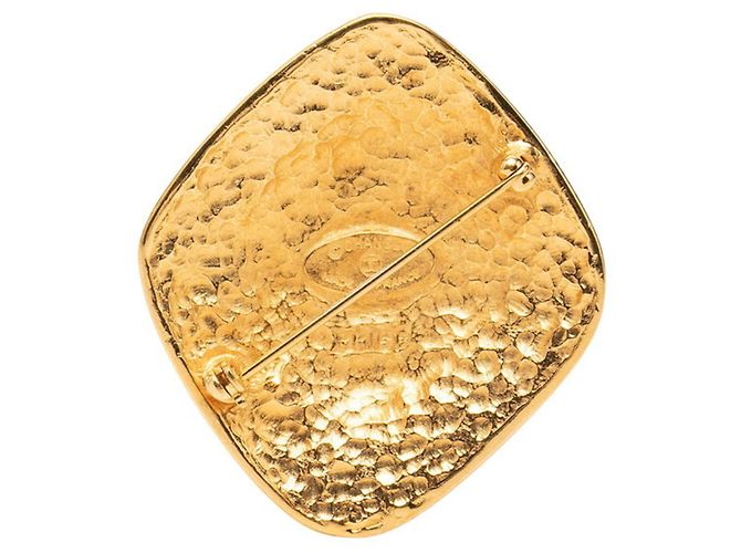 Chanel Vintage Coco Mark Diamant-Motiv Brosche Golden - Ansicht 2