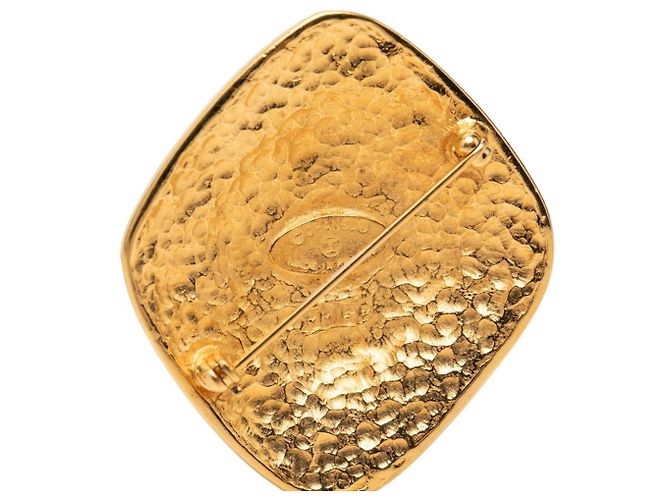 Chanel Vintage Coco Mark Diamant-Motiv Brosche Golden - Ansicht 3