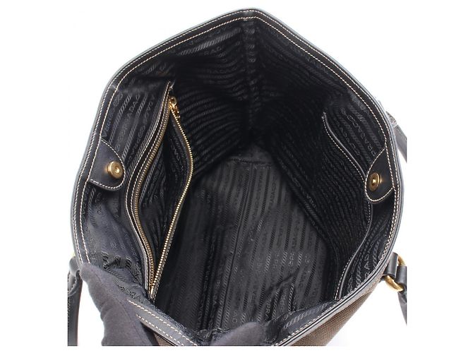 Borsa Tote Prada LOGO JACQUARD Marrone Nero - vista 3