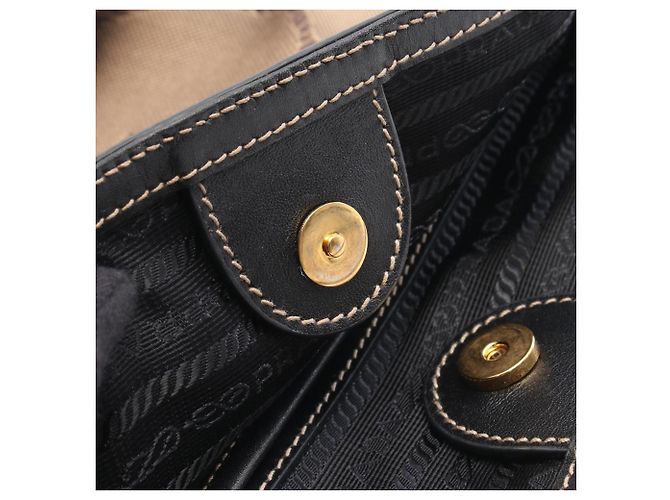 Borsa Tote Prada LOGO JACQUARD Marrone Nero - vista 8