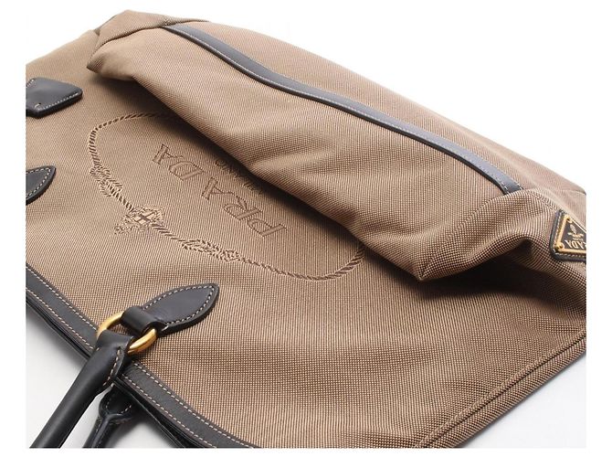 Borsa Tote Prada LOGO JACQUARD Marrone Nero - vista 9