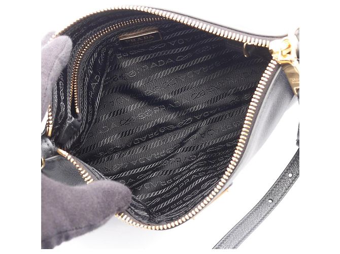 Bolsa de Ombro Prada PRADA com Placa Triangular Preto - vista 3