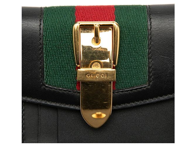 Carteira tri-fold Gucci Sherry Line Sylvie Preto - vista 4