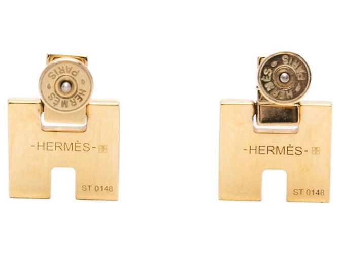 Hermès Pendientes de botón Hermes Eileen Blanco Dorado - vista 2