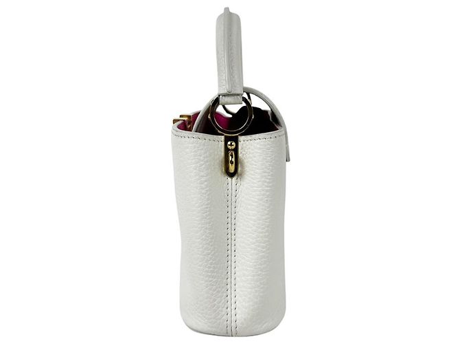 Sac à main Louis Vuitton Capucines MINI en cuir Blanc - vue 2
