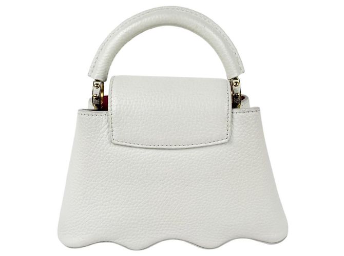Sac à main Louis Vuitton Capucines MINI en cuir Blanc - vue 3