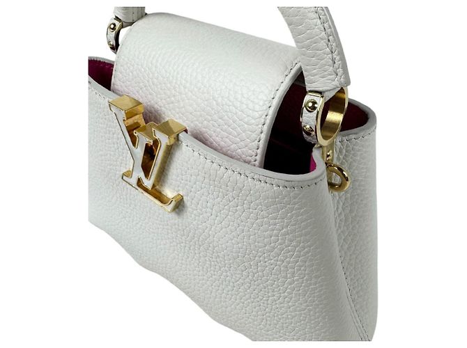 Sac à main Louis Vuitton Capucines MINI en cuir Blanc - vue 6