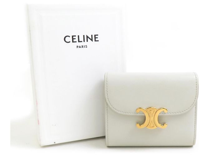 Céline Portafoglio Tri-fold Celine in Light Gray Grigio - vista 10