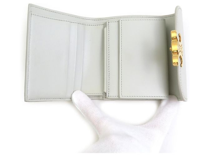 Céline Portafoglio Tri-fold Celine in Light Gray Grigio - vista 3