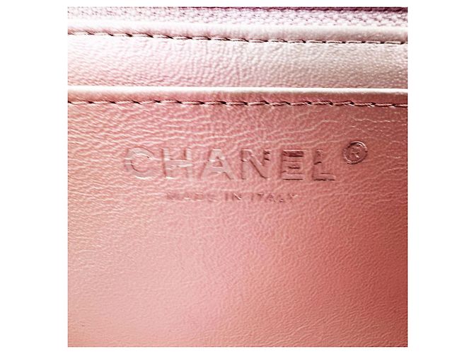 Borsa a tracolla Chanel in pelle rosa metallizzato Argento - vista 12