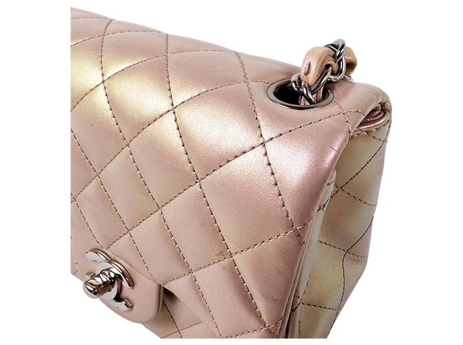 Borsa a tracolla Chanel in pelle rosa metallizzato Argento - vista 6