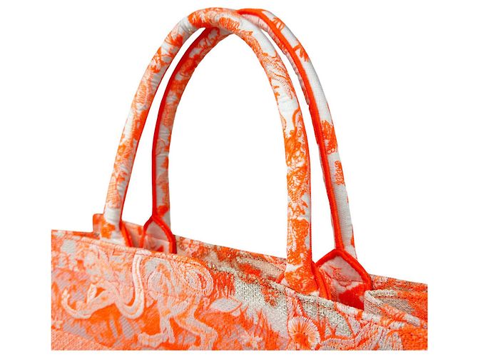 Borsa a mano Christian Dior Book Tote Medium in tela Bianco Arancione - vista 10