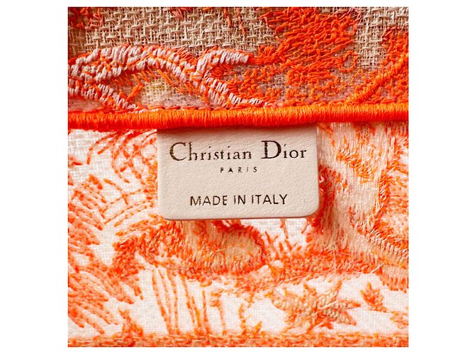 Borsa a mano Christian Dior Book Tote Medium in tela Bianco Arancione - vista 12