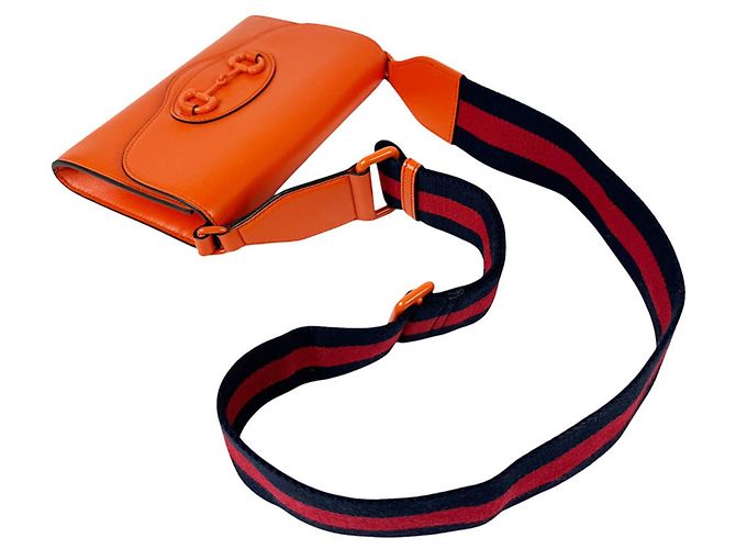 Borsa a tracolla Gucci in pelle arancione - vista 10