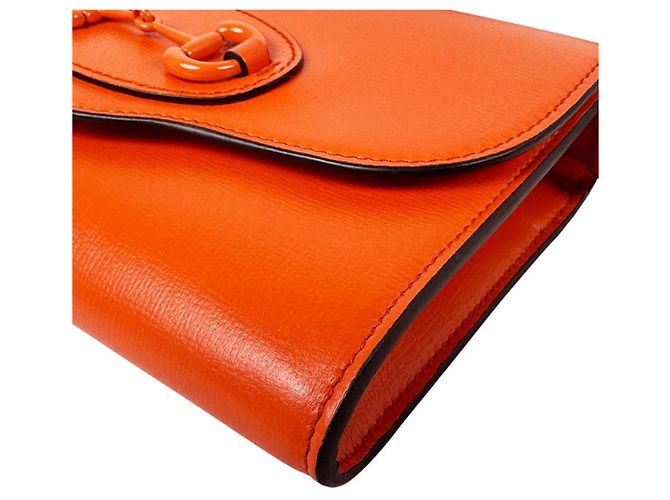 Borsa a tracolla Gucci in pelle arancione - vista 8