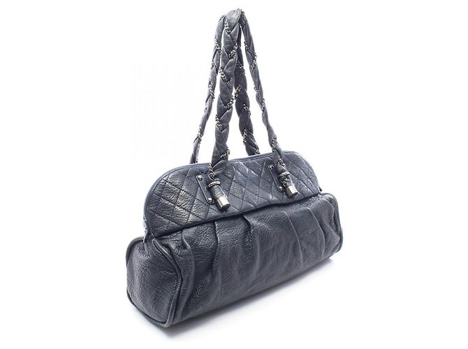 Borsa Tote Chanel Lady Braid Large Blu navy - vista 2