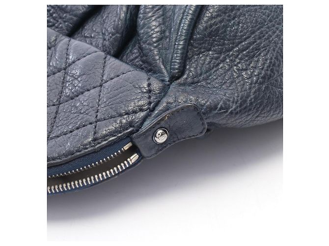 Borsa Tote Chanel Lady Braid Large Blu navy - vista 9