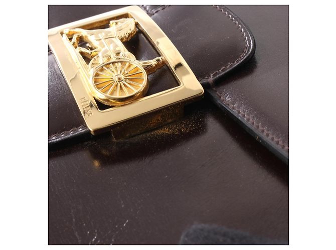 Céline Borsa a tracolla in pelle Horse Carriage Celine Marrone - vista 7