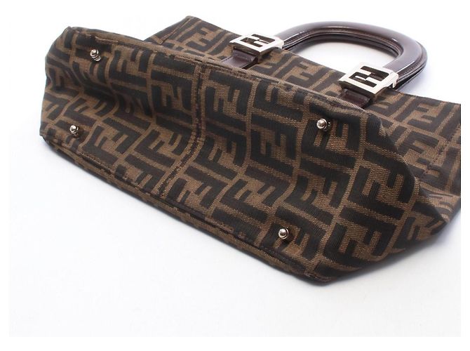 Bolso Tote Fendi Zucca Marrón y Negro de Cuero y Lona Castaño - vista 9