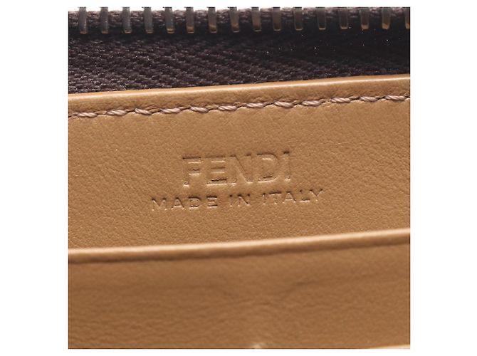 Fendi Diagonal Zucca Rundes Langportemonnaie Braun Schwarz - Ansicht 4