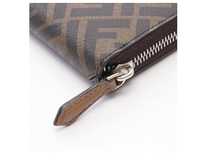 Fendi Diagonal Zucca Rundes Langportemonnaie Braun Schwarz - Ansicht 5