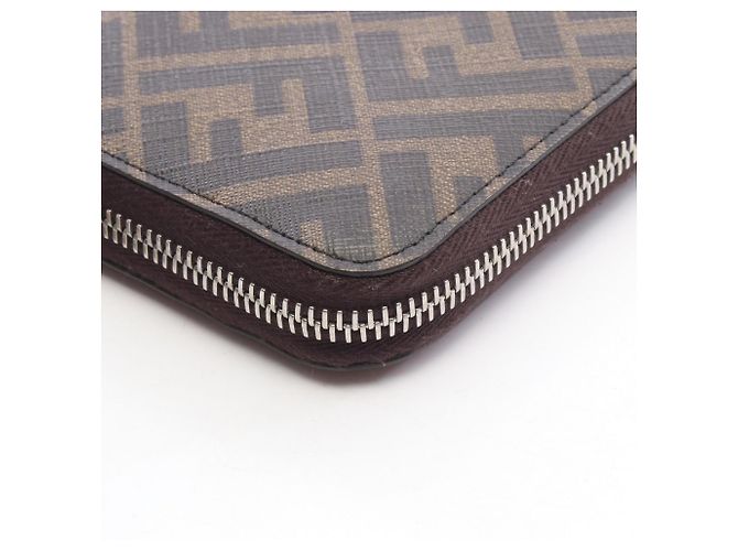 Fendi Diagonal Zucca Rundes Langportemonnaie Braun Schwarz - Ansicht 6