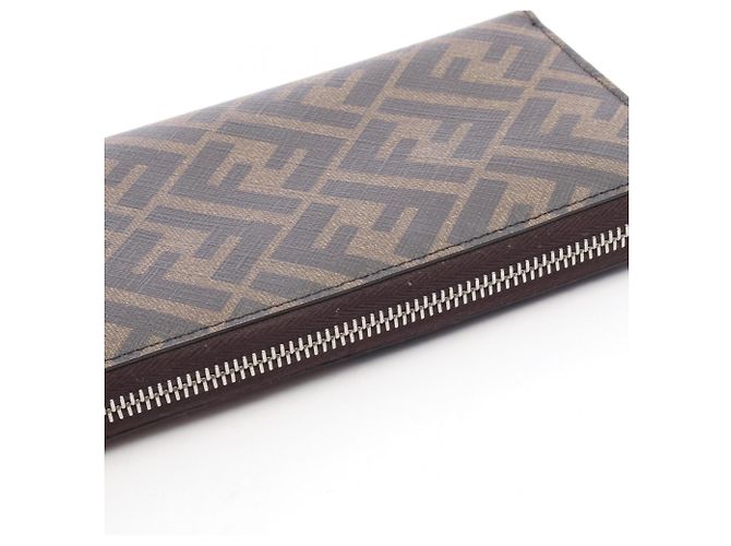 Fendi Diagonal Zucca Rundes Langportemonnaie Braun Schwarz - Ansicht 7