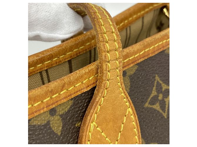 Borsa Tote Louis Vuitton Monogram Neverfull PM Marrone - vista 7