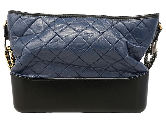 Borsa a tracolla Chanel Gabrielle Hobo Nero Blu navy - vista 11