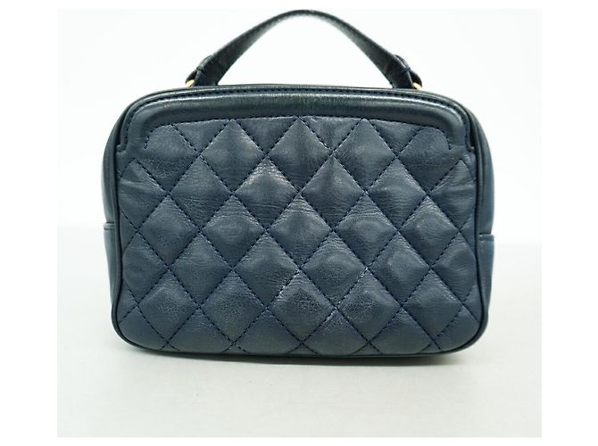 Borsa a spalla con catena Chanel Matelassé Blu navy - vista 10