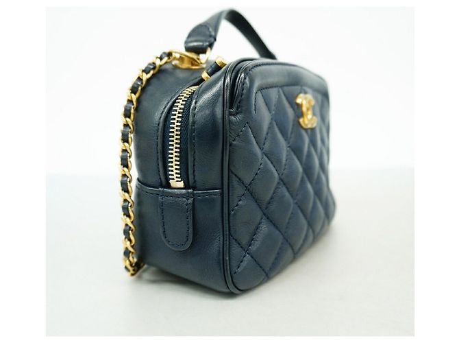 Borsa a spalla con catena Chanel Matelassé Blu navy - vista 2
