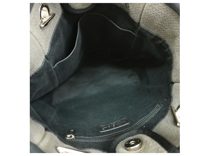 Chanel Deauville Canvas Chain Tote Bag Braun Schwarz - Ansicht 4