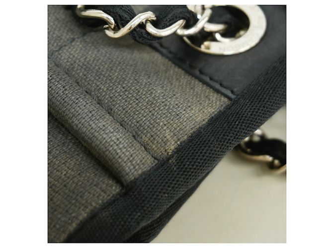 Chanel Deauville Canvas Chain Tote Bag Braun Schwarz - Ansicht 8