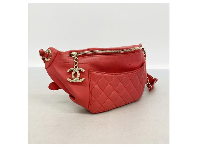 Timeless Borsa Sling Chanel Matelassé in pelle d'agnello Rosso - vista 2