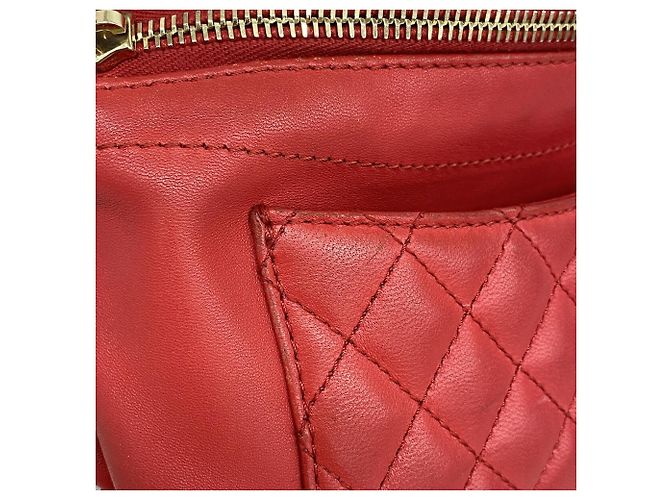 Timeless Borsa Sling Chanel Matelassé in pelle d'agnello Rosso - vista 7