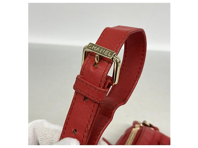 Timeless Borsa Sling Chanel Matelassé in pelle d'agnello Rosso - vista 8