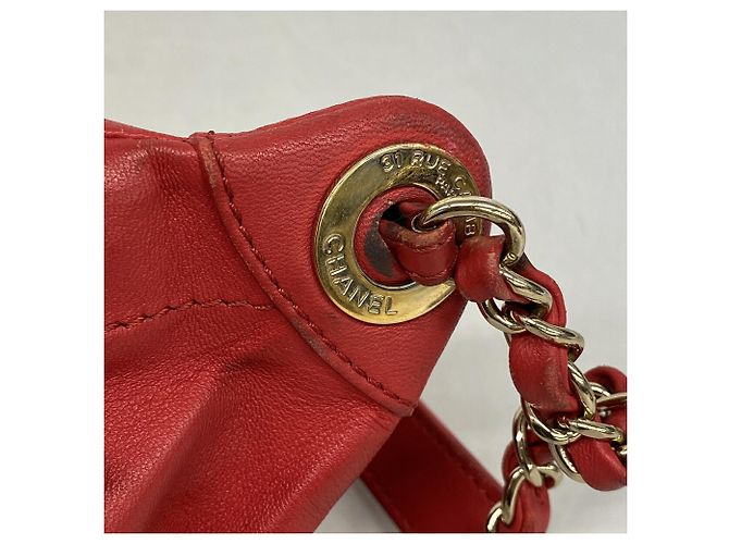 Timeless Borsa Sling Chanel Matelassé in pelle d'agnello Rosso - vista 9