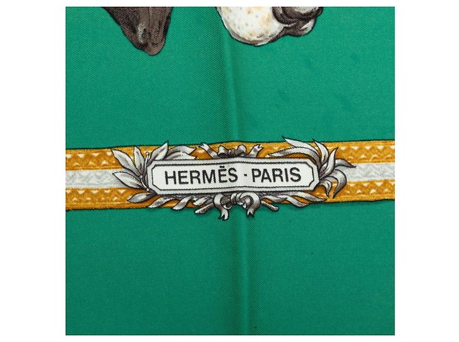 Hermès Foulard Hermes Carre 90 LE LAISSER COURRE Verde - vista 3