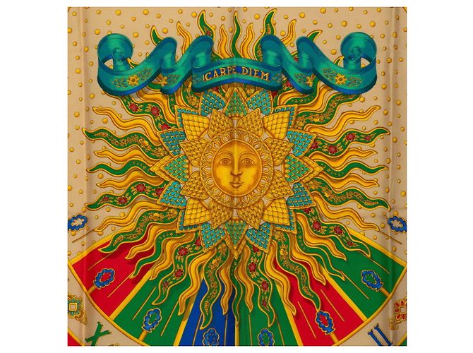 Hermès Hermes Carre 90 CARPE DIEM Scarf Red Multiple colors - view 2