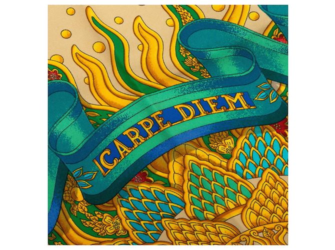 Hermès Hermes Carre 90 CARPE DIEM Scarf Red Multiple colors - view 3