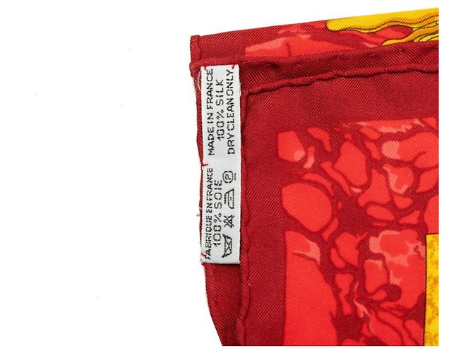 Hermès Hermes Carre 90 CARPE DIEM Scarf Red Multiple colors - view 8