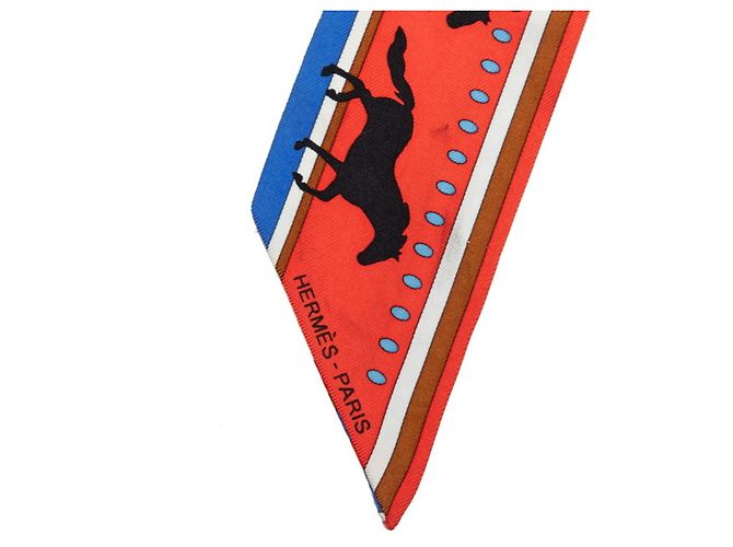 Hermès Foulard di seta Hermes Twilly Sequences Rosso Multicolore - vista 4