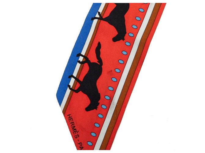 Hermès Foulard di seta Hermes Twilly Sequences Rosso Multicolore - vista 5