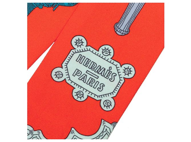 Hermès Twilly Merveilleuses Lanternes Scarf Muffler Rosso - vista 4