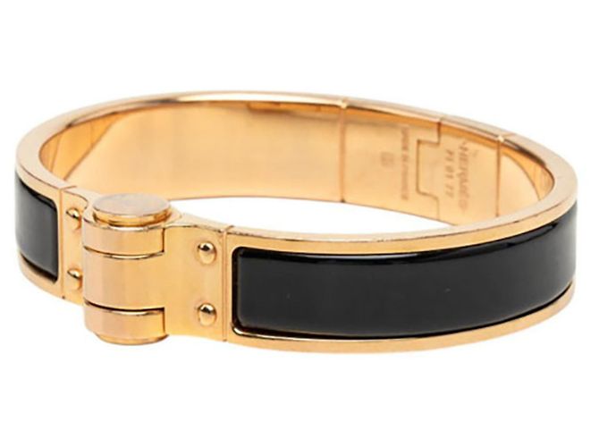 Hermès Bracciale Rigido Hermes Charnière PM Nero D'oro - vista 2